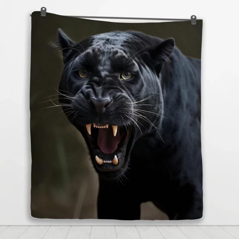 Black Panther in Nature Quilt Blanket 1