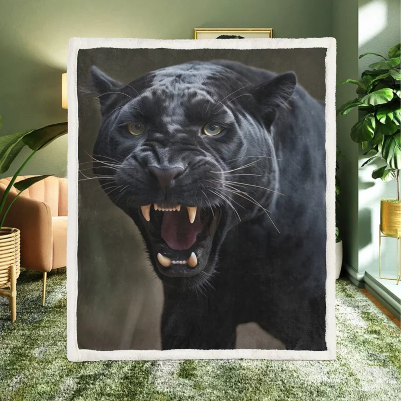 Black Panther in Nature Sherpa Fleece Blanket