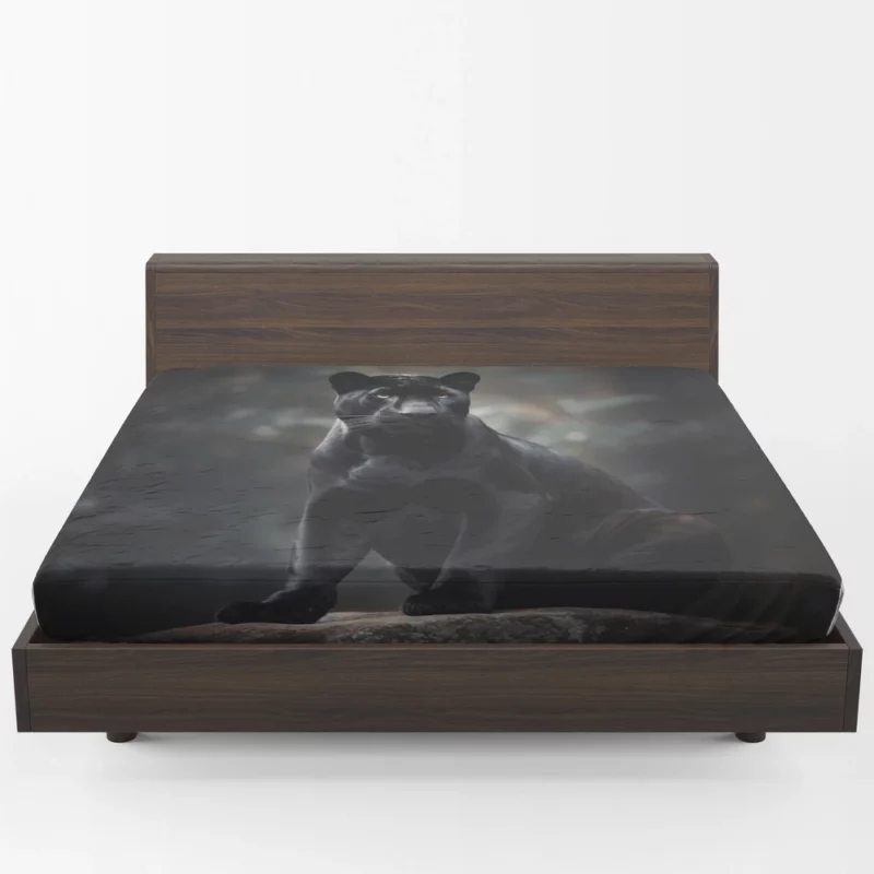 Black Panther in Wilderness Fitted Sheet 1