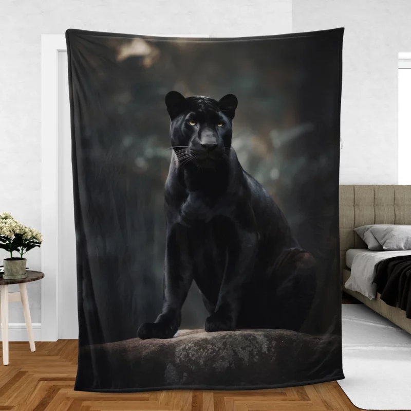 Black Panther in Wilderness Fleece Blanket