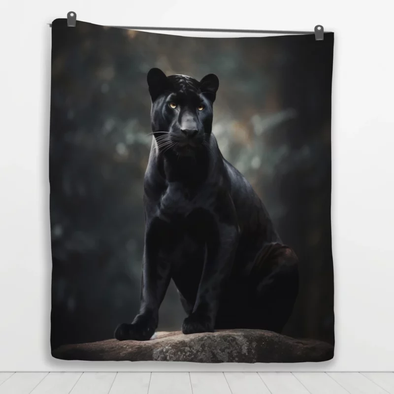 Black Panther in Wilderness Quilt Blanket 1