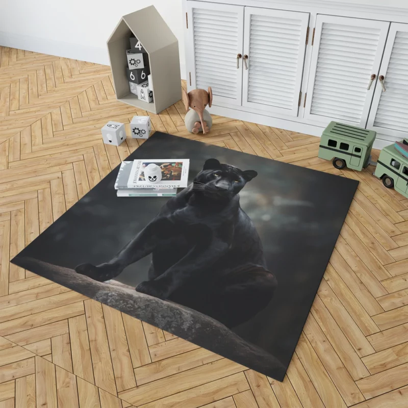 Black Panther in Wilderness Rug 1