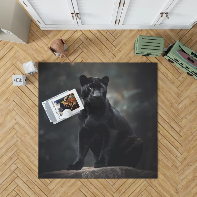 Black Panther in Wilderness Rug