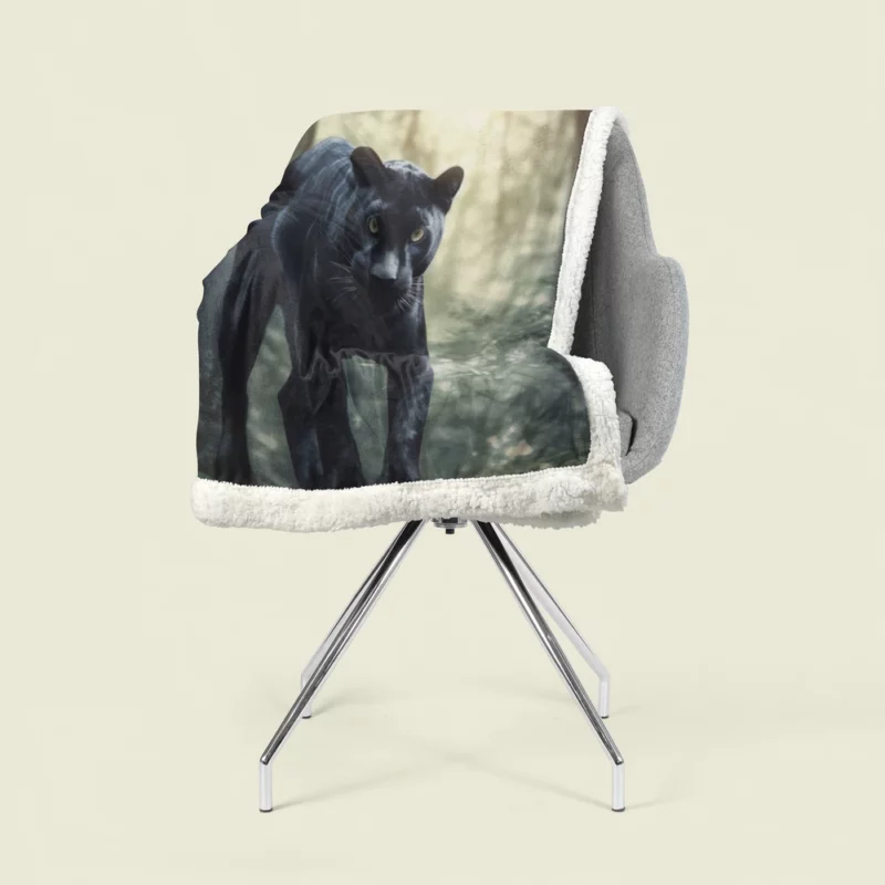 Black Panther in the Wild Sherpa Fleece Blanket 1