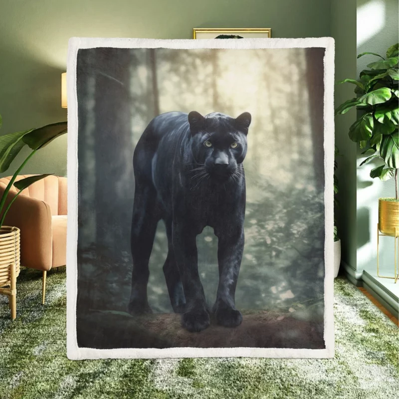 Black Panther in the Wild Sherpa Fleece Blanket