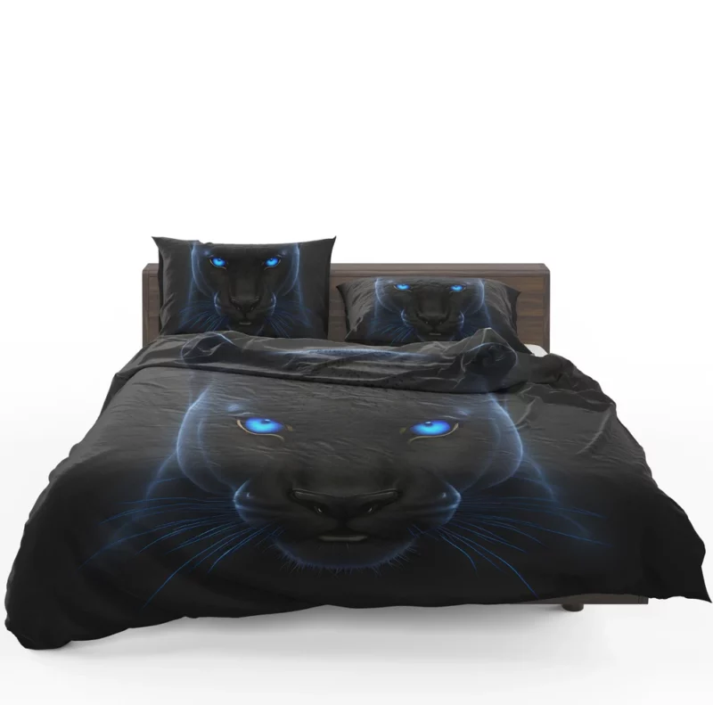 Black Panther on Black Background Bedding Set 1