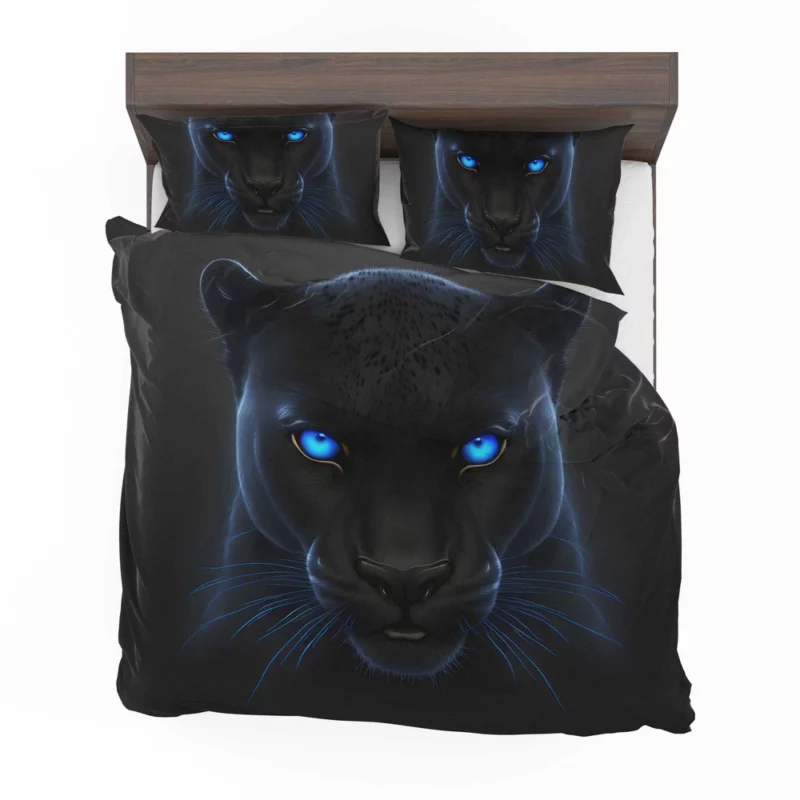 Black Panther on Black Background Bedding Set 2
