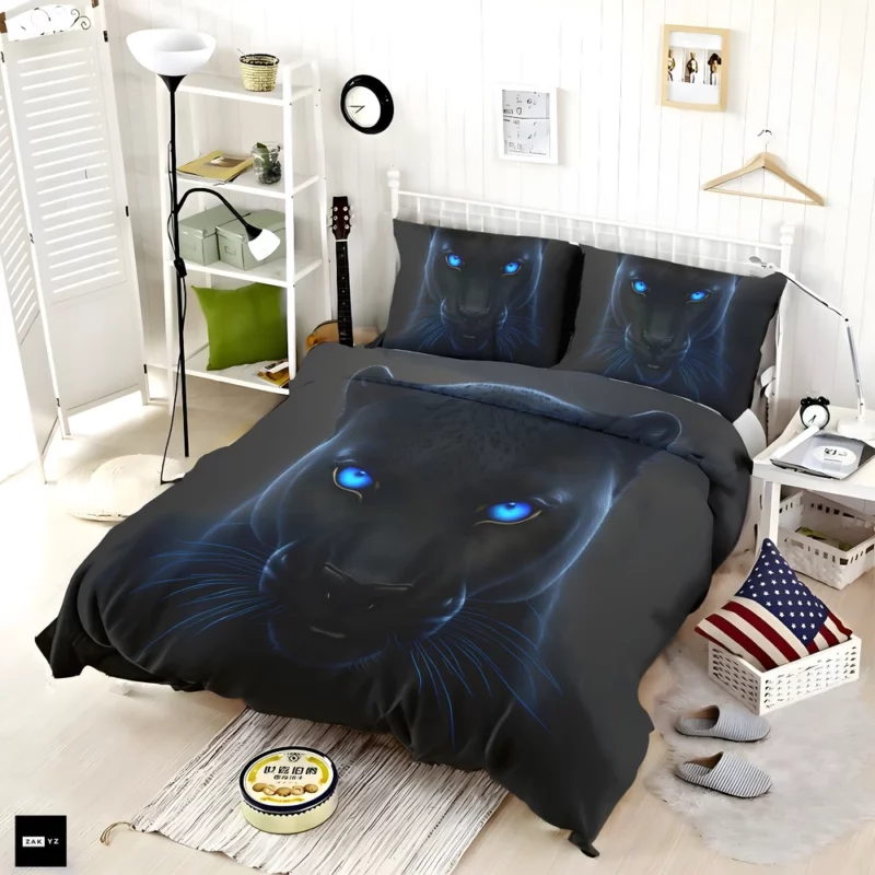 Black Panther on Black Background Bedding Set