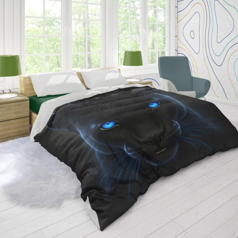 Black Panther on Black Background Duvet Cover