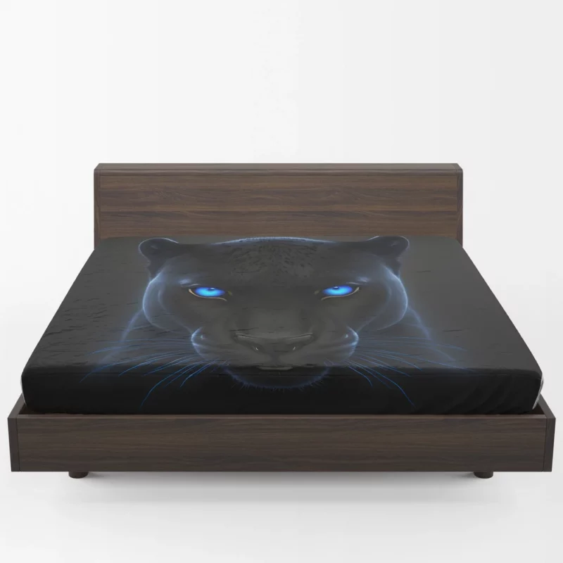 Black Panther on Black Background Fitted Sheet 1