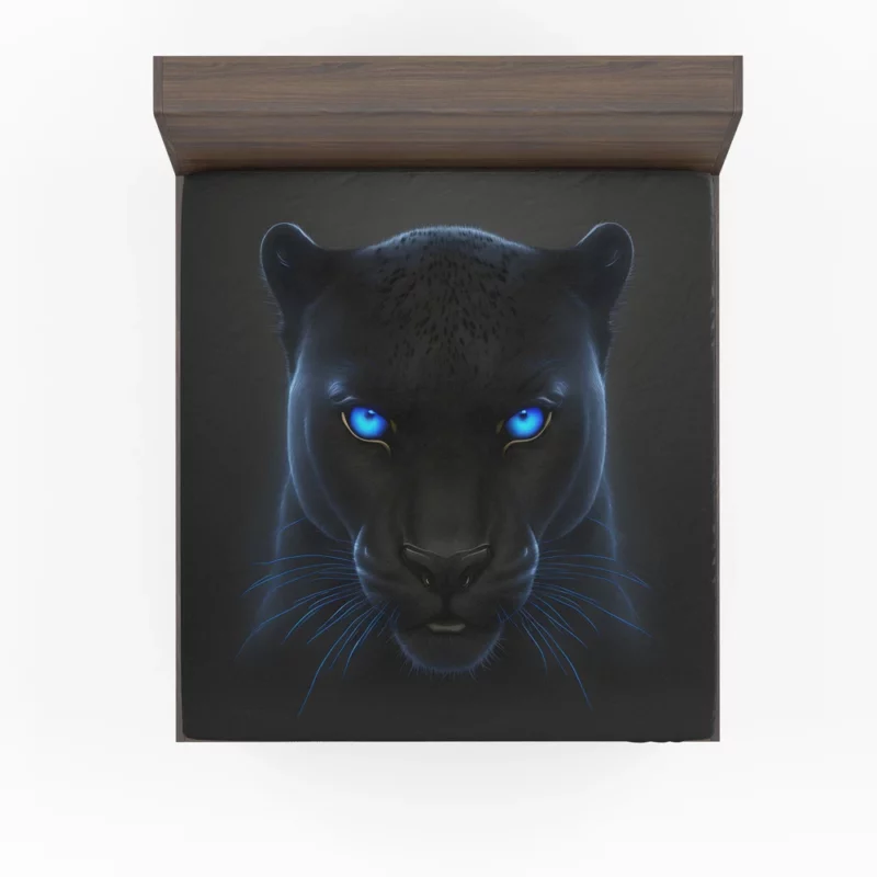 Black Panther on Black Background Fitted Sheet