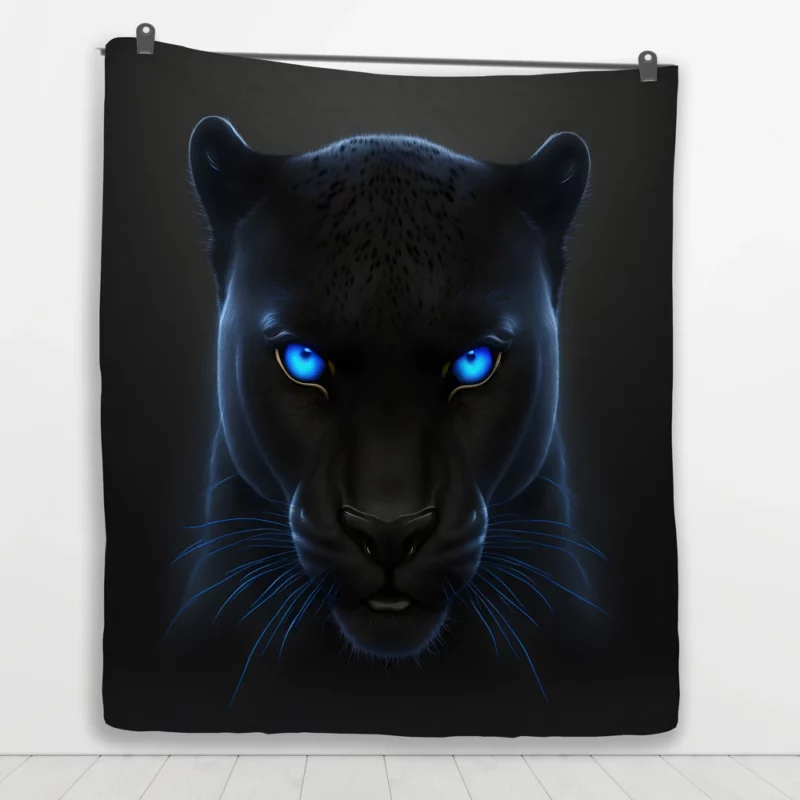 Black Panther on Black Background Quilt Blanket 1