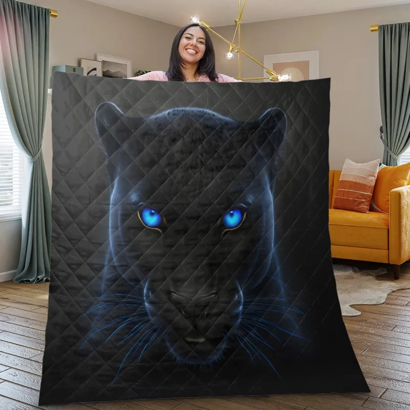 Black Panther on Black Background Quilt Blanket