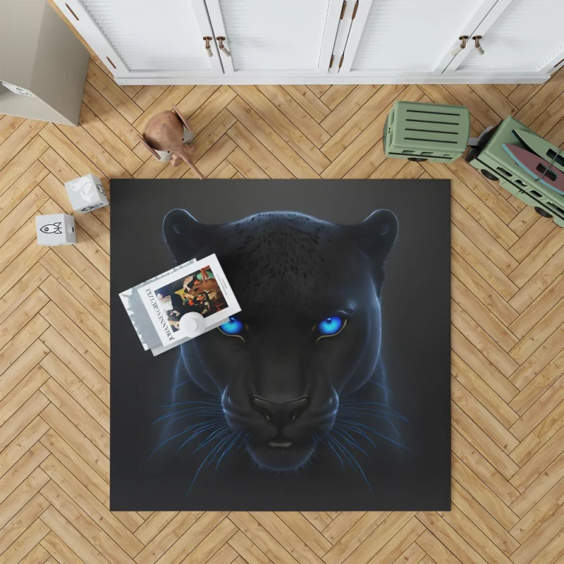 Black Panther on Black Background Rug