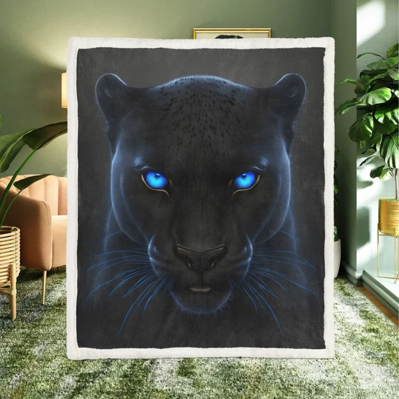 Black Panther on Black Background Sherpa Fleece Blanket