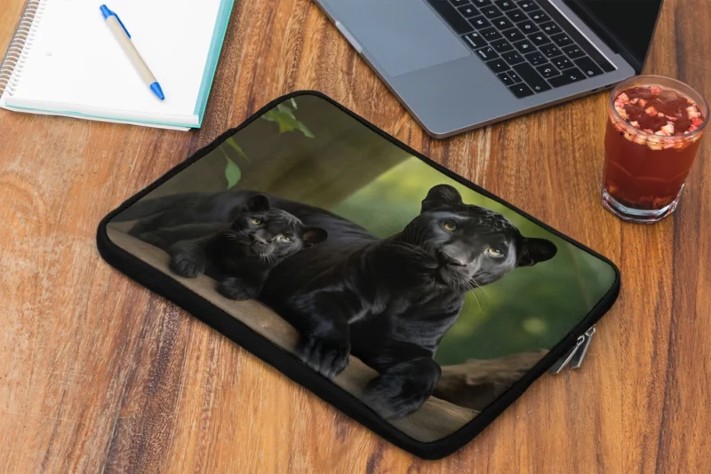 Black Panther with Cub in Nature Laptop Sleeve 2