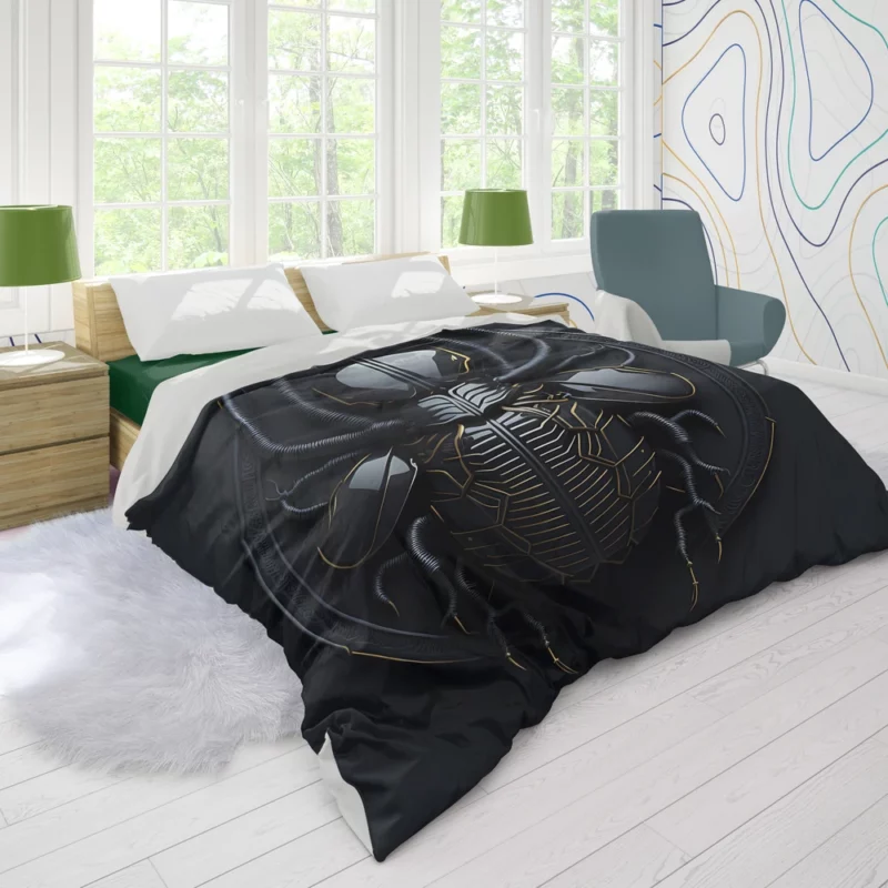 Black Scarab Logo Design Duvet Cover