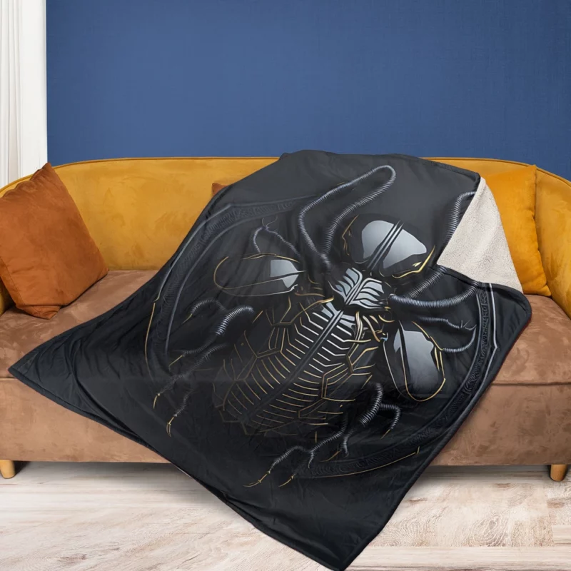 Black Scarab Logo Design Fleece Blanket 1