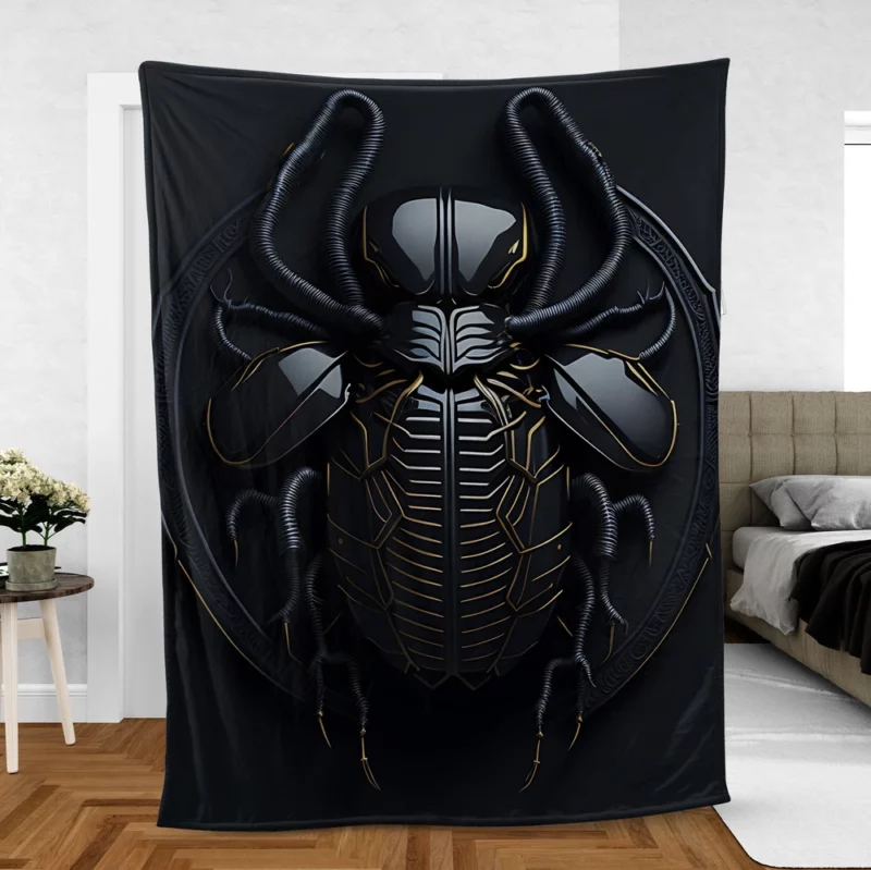 Black Scarab Logo Design Fleece Blanket