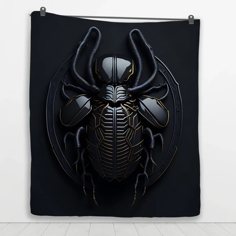 Black Scarab Logo Design Quilt Blanket 1