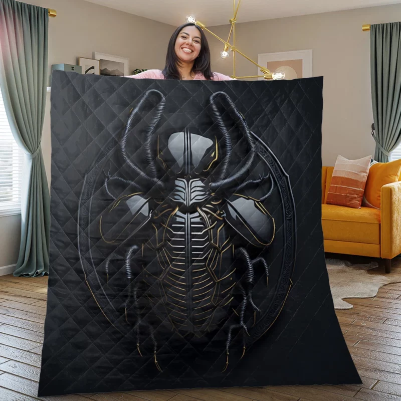 Black Scarab Logo Design Quilt Blanket