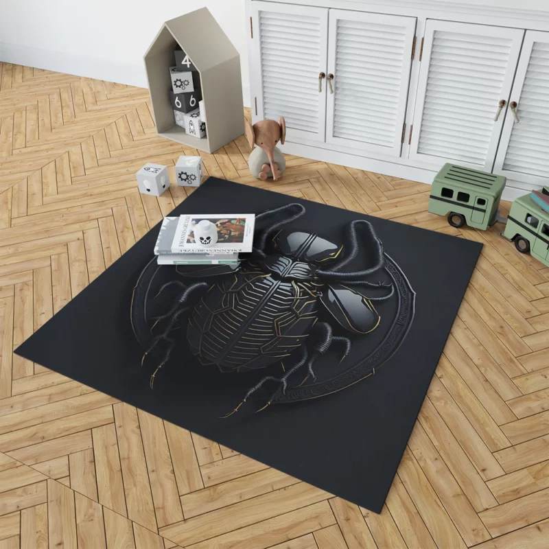 Black Scarab Logo Design Rug 1