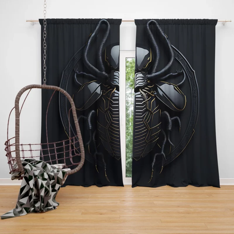 Black Scarab Logo Design Window Curtain