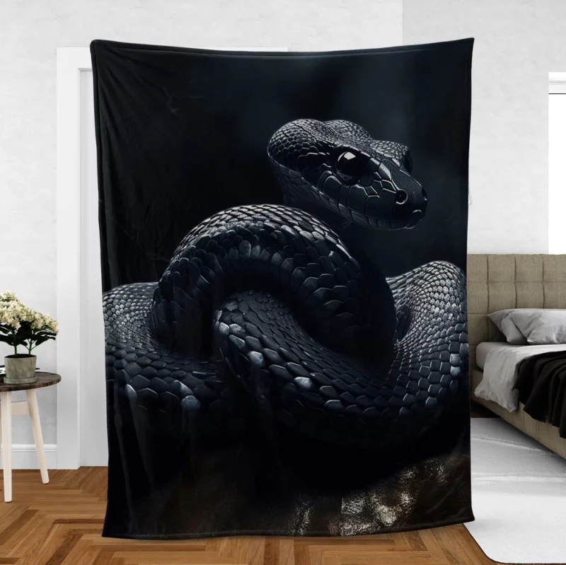 Black Snake AI Artwork Fleece Blanket