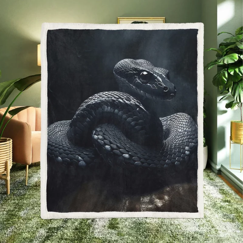 Black Snake AI Artwork Sherpa Fleece Blanket