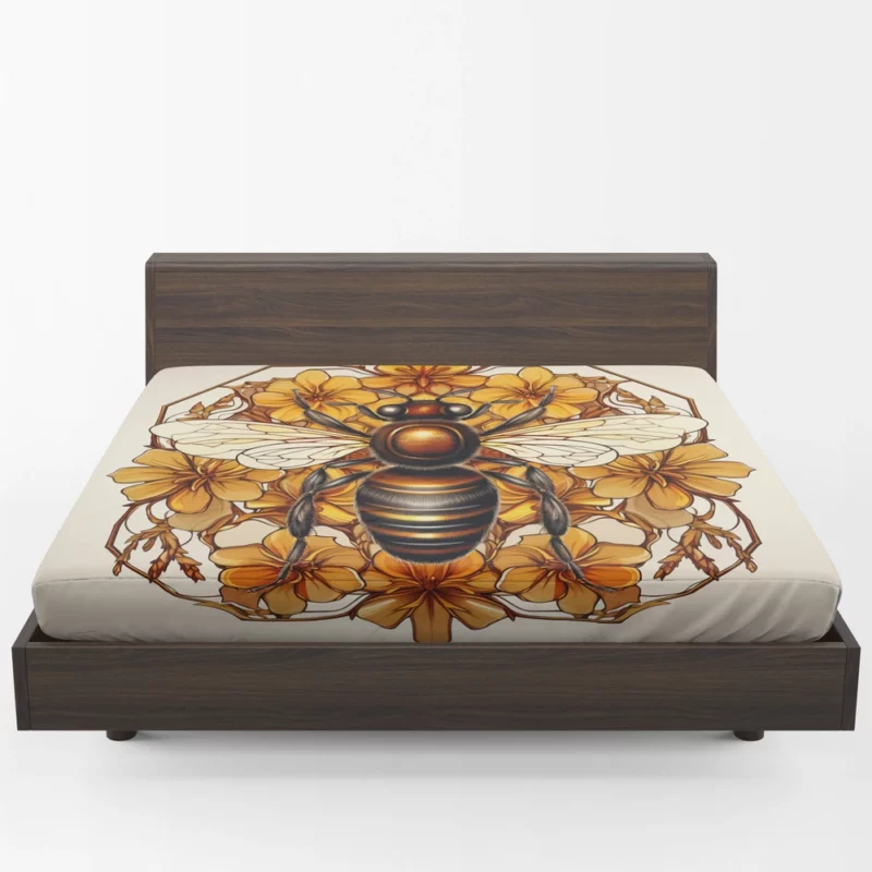 Black and Gold Bee Artwork Fitted Sheet 1