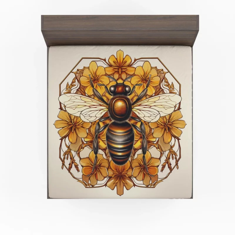 Black and Gold Bee Artwork Fitted Sheet