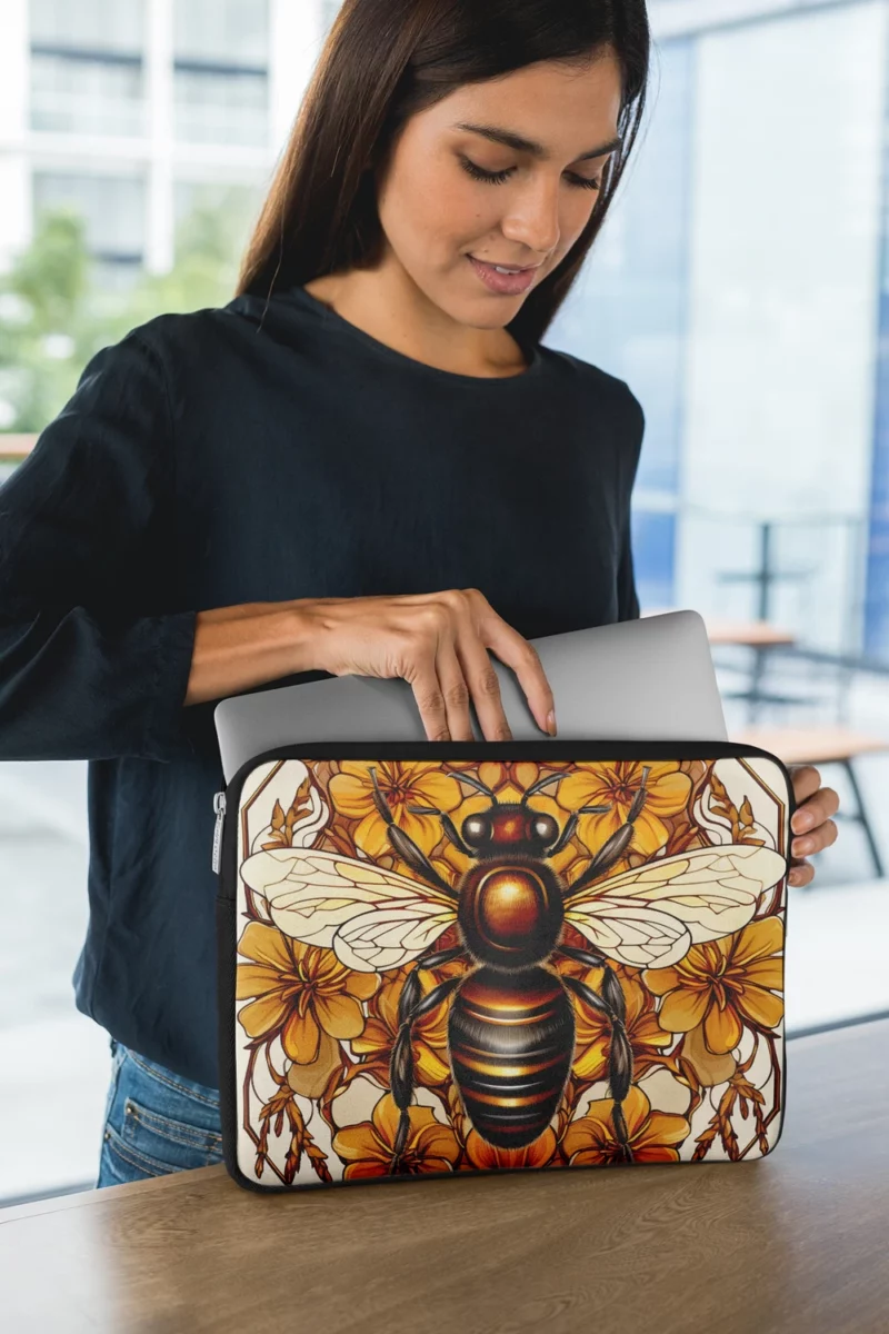 Black and Gold Bee Artwork Laptop Sleeve 1