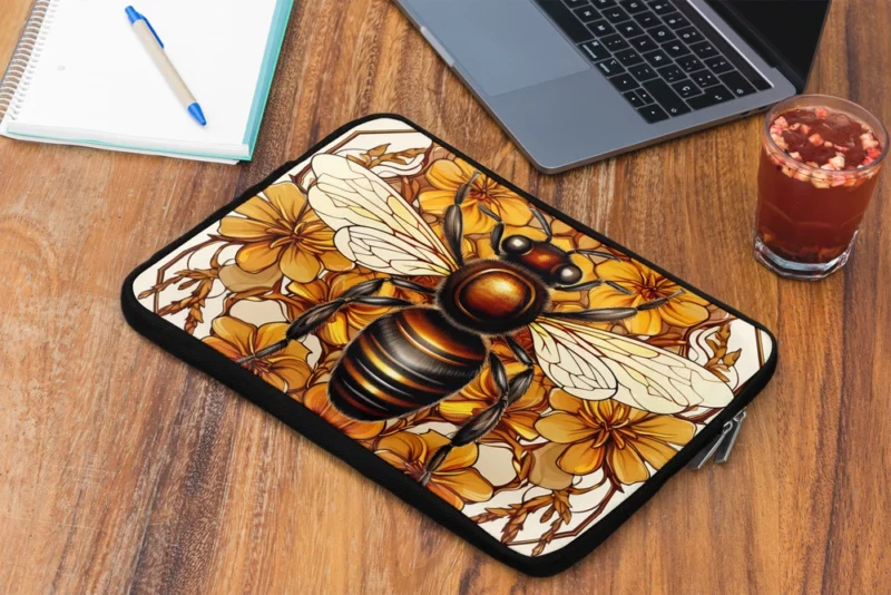 Black and Gold Bee Artwork Laptop Sleeve 2