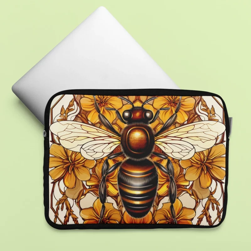 Black and Gold Bee Artwork Laptop Sleeve