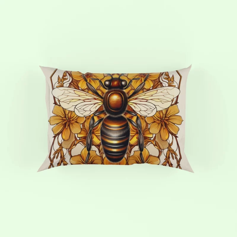 Black and Gold Bee Artwork Pillow Case