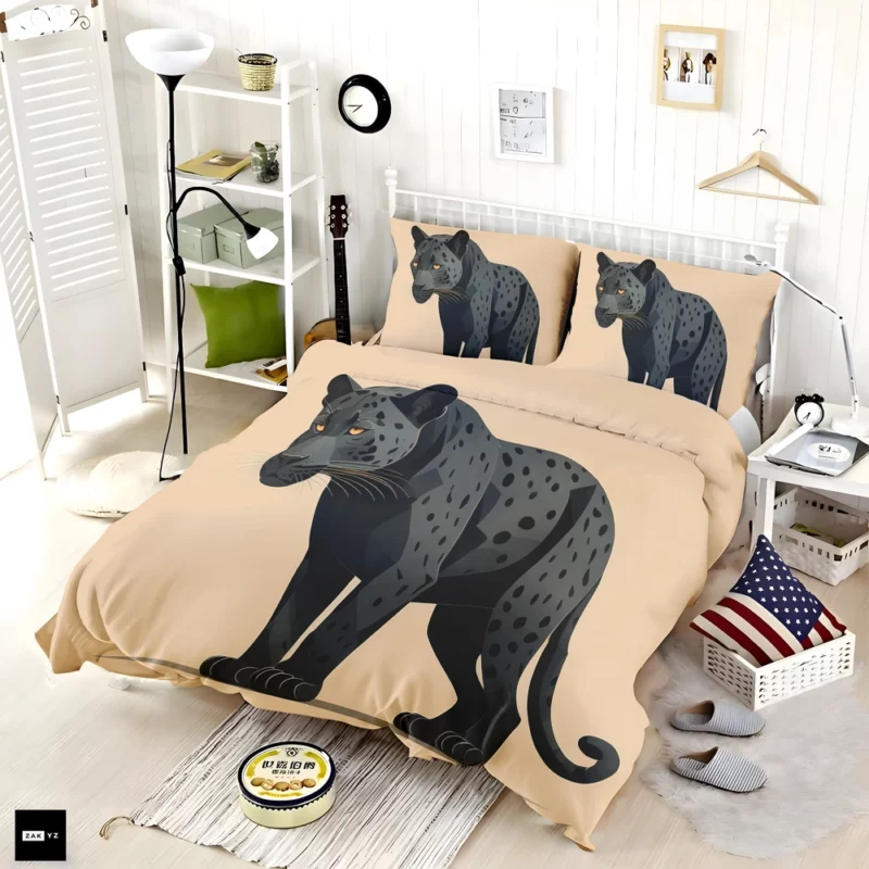 Black and White Jaguar Portrait Bedding Set