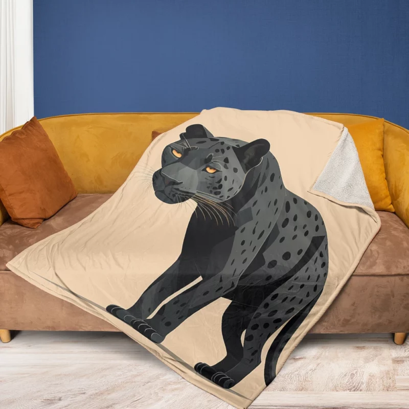 Black and White Jaguar Portrait Fleece Blanket 1