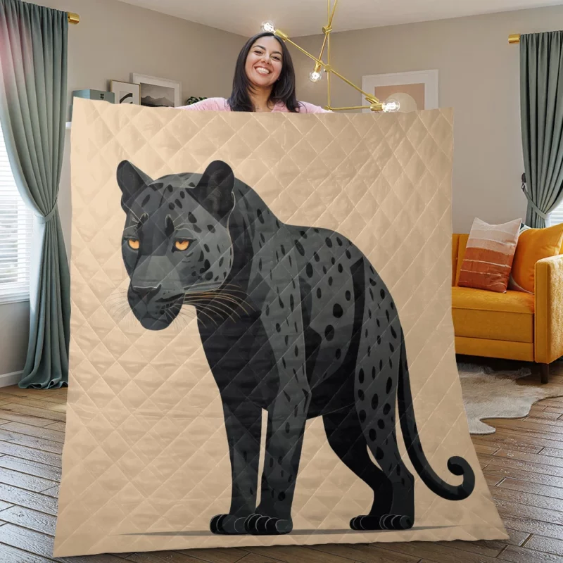 Black and White Jaguar Portrait Quilt Blanket