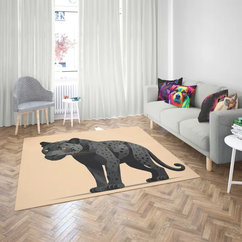 Black and White Jaguar Portrait Rug 2