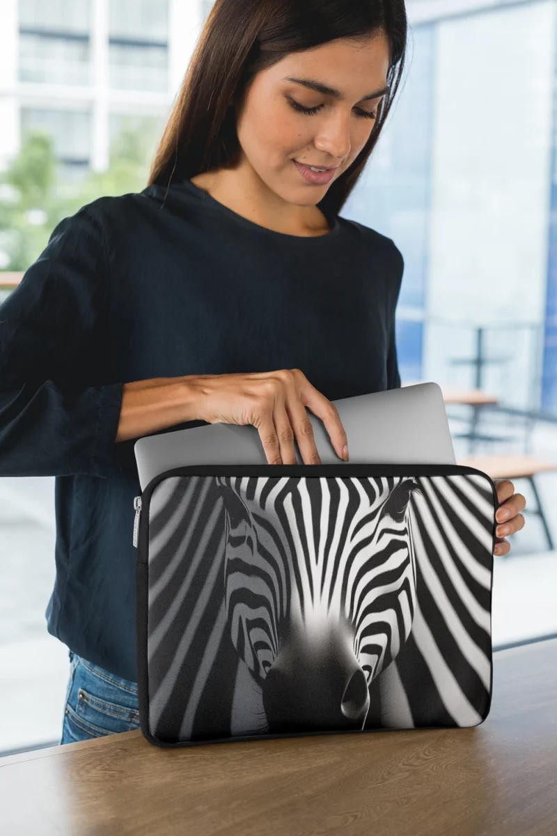 Black and White Zebra Pattern Laptop Sleeve 1
