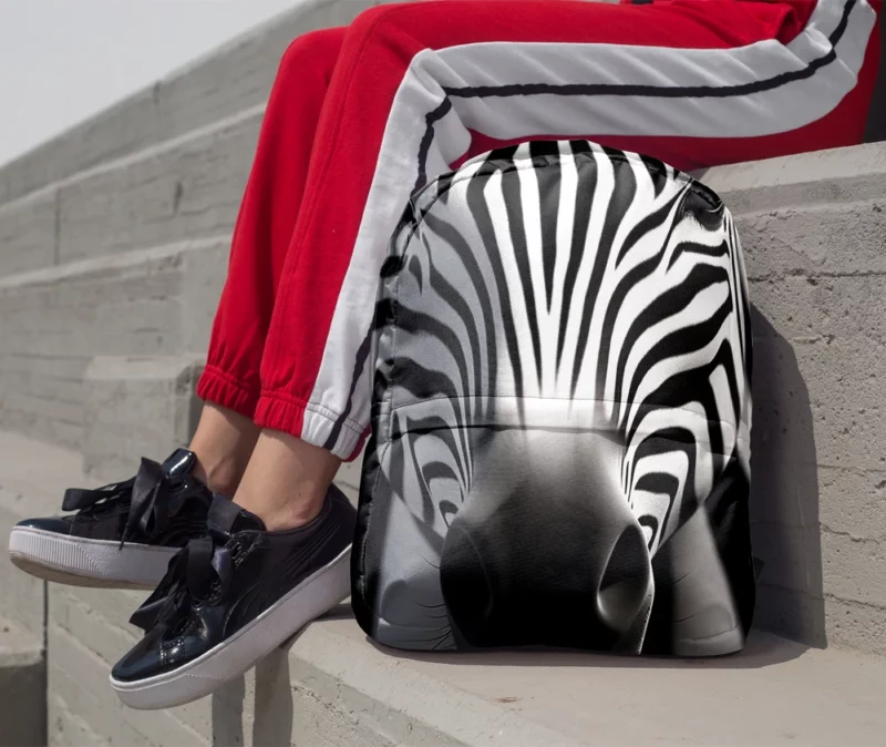 Black and White Zebra Pattern Minimalist Backpack 1