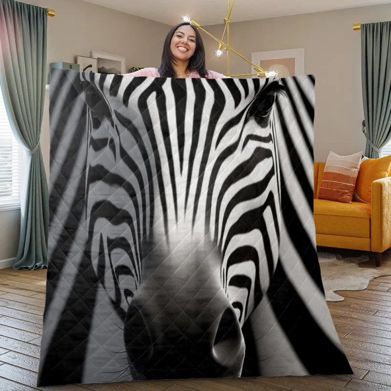 Black and White Zebra Pattern Quilt Blanket