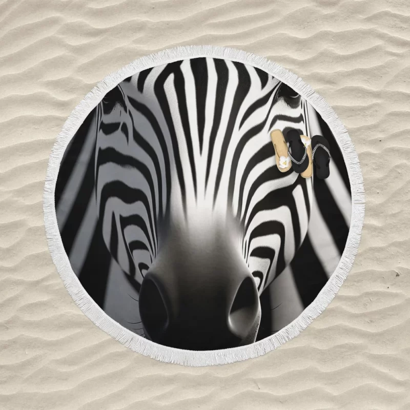 Black and White Zebra Pattern Round Beach Towel