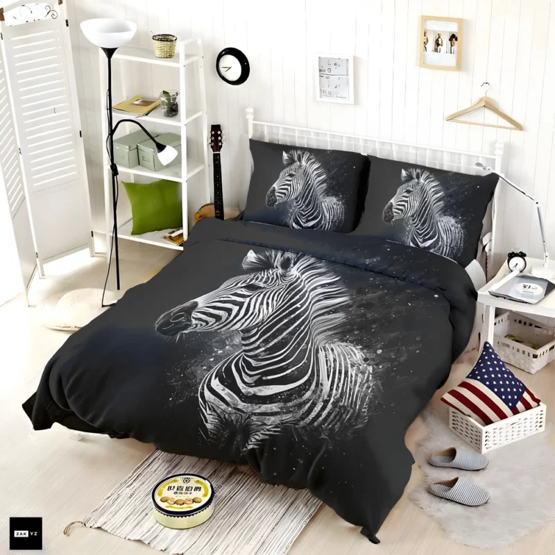 Black and White Zebra Theme Bedding Set