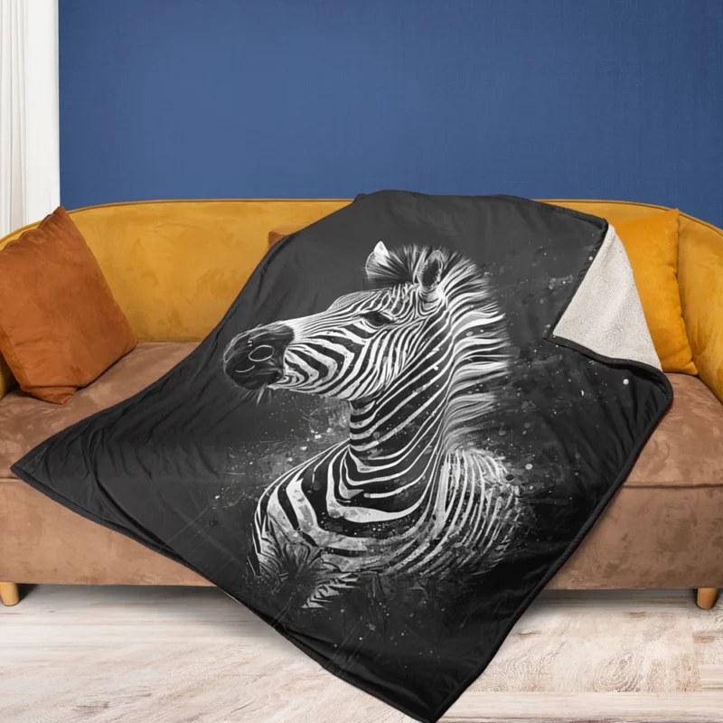 Black and White Zebra Theme Fleece Blanket 1