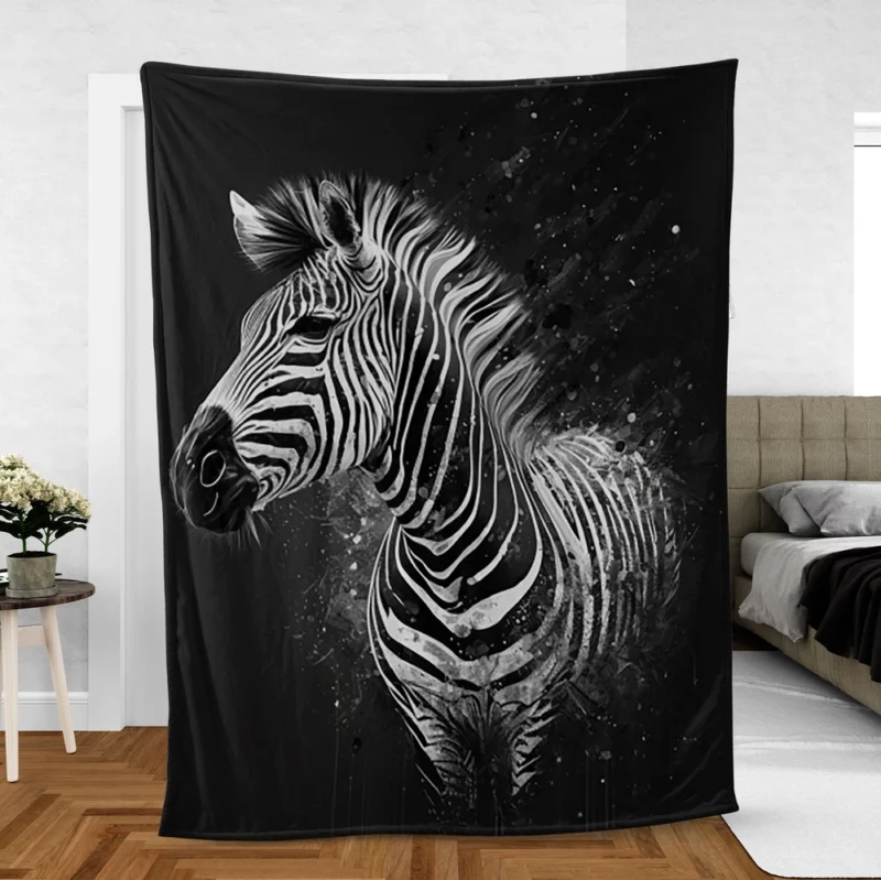 Black and White Zebra Theme Fleece Blanket