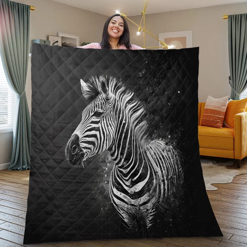 Black and White Zebra Theme Quilt Blanket