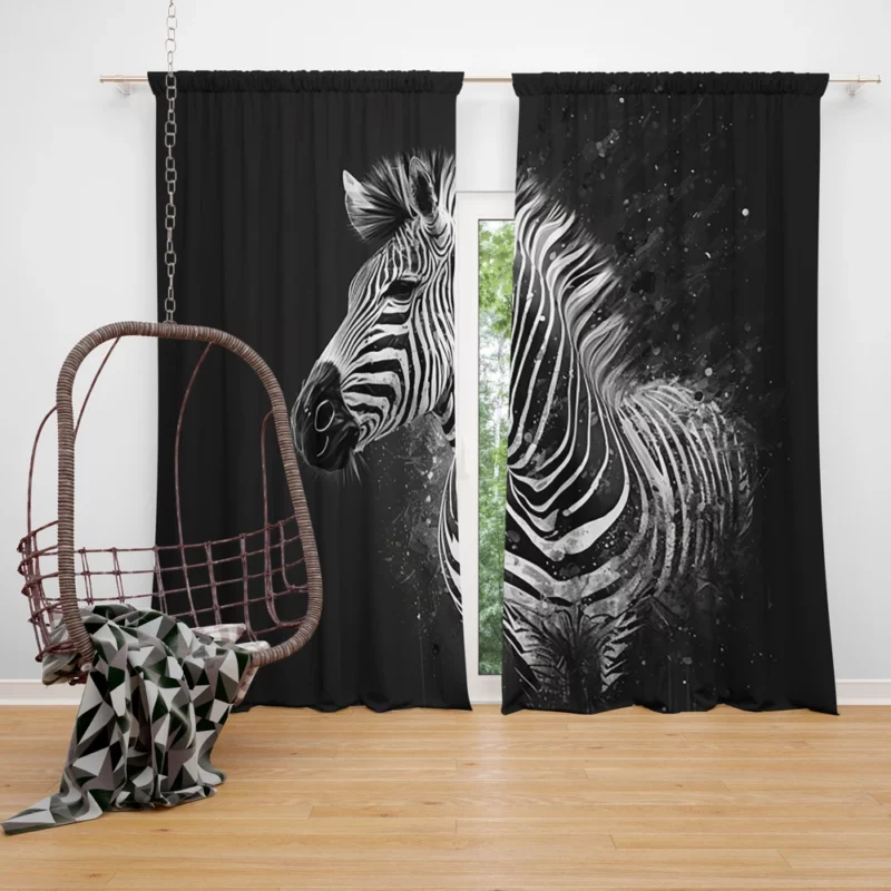 Black and White Zebra Theme Window Curtain