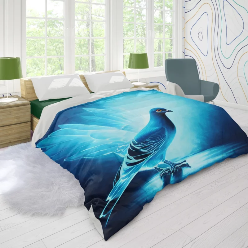 Blue Dove Cub Painting Duvet Cover