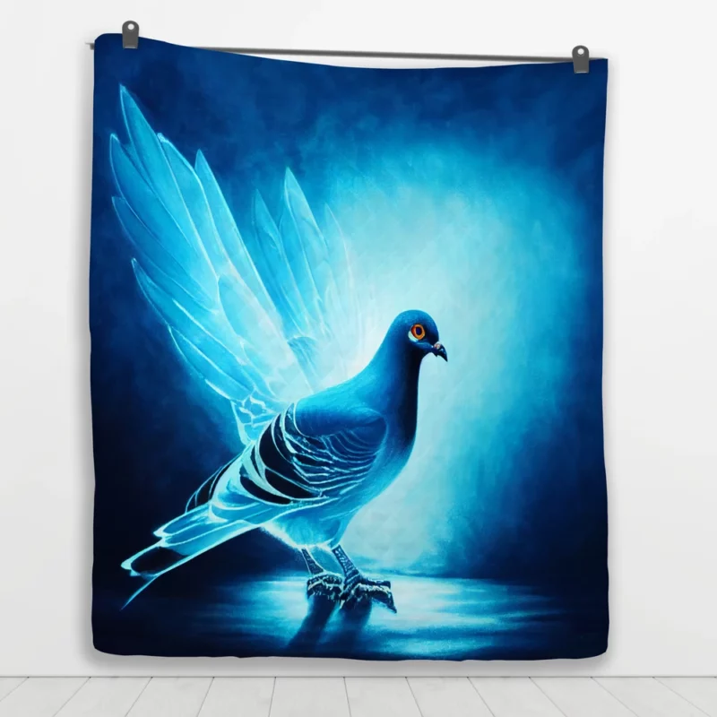 Blue Dove Cub Painting Quilt Blanket 1